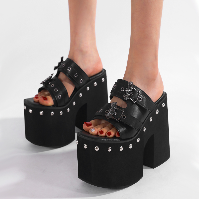 13cm High Heel Platform Wedge Slip-On Plus Size Simple Women’s Summer Slippers Sandals – Style a82bd8