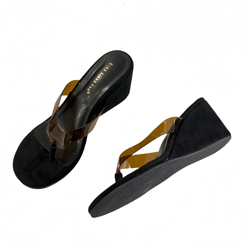 2025 New Thong Sandals French Minimalist Chic Comfortable Wedge Transparent Open Toe Women's Shoes - Image 5