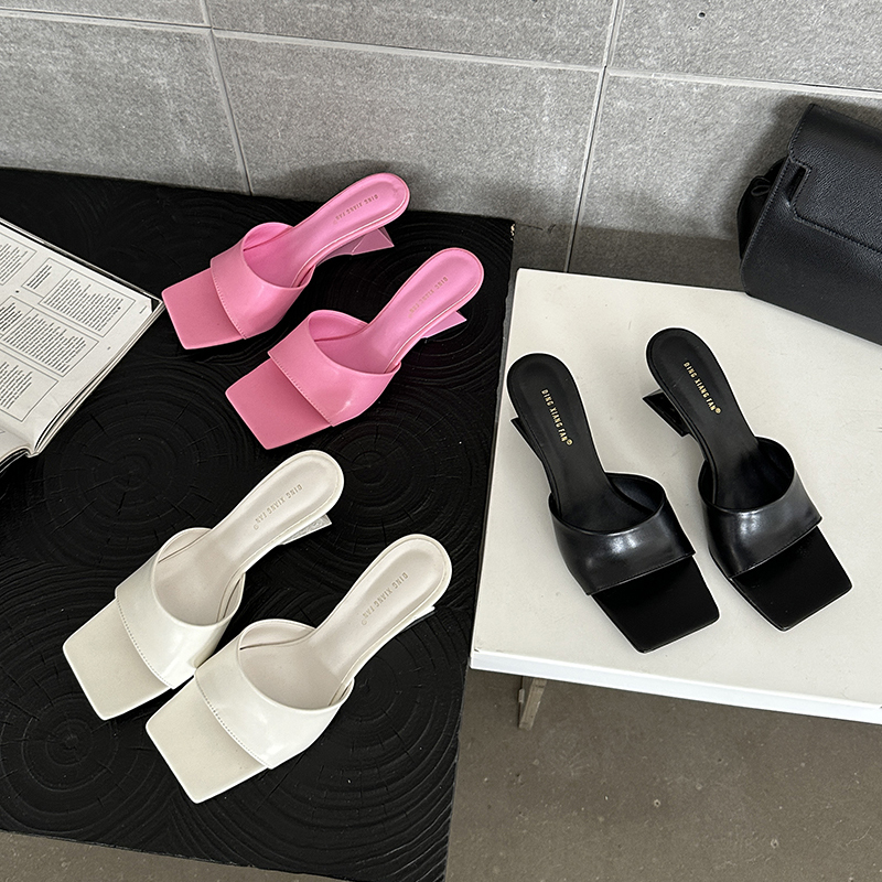 2025 Spring Summer Korean Style Wedge Sandals Women’s Square Toe High Heel Open Toe Casual Shoes