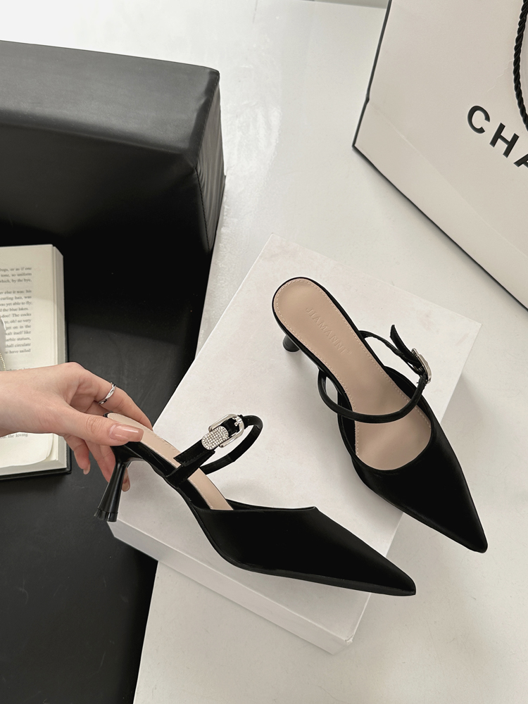 Baotou Half Slippers Women 2025 Spring Summer New Gentle Temperament Match Dress Versatile Outer Wear Pointed Thin Heel Slippers - Image 4